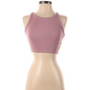 WELLBEING + BEINGWELL purple ribbed sleeveless round neck racerback crop top